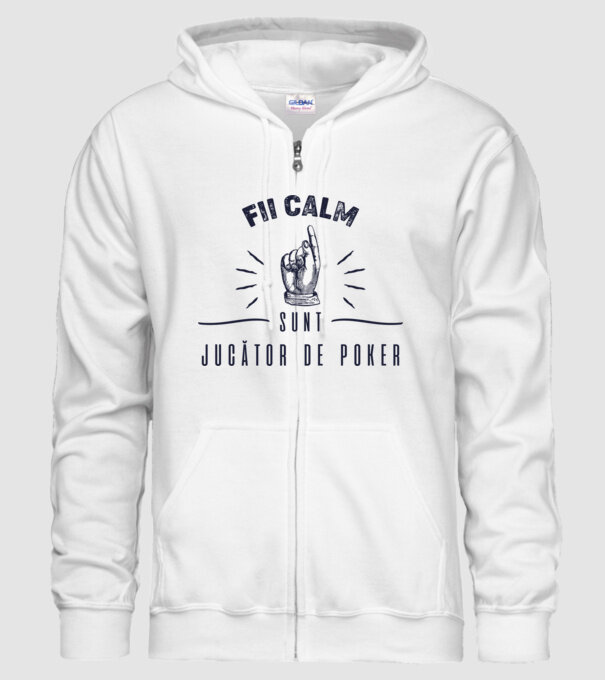 Fii calm, sunt JUCĂTOR DE POKER model alb pe tricou