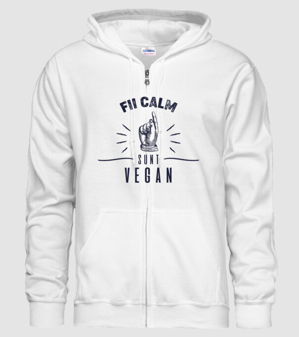 fii calm, sunt VEGAN model alb pe tricou