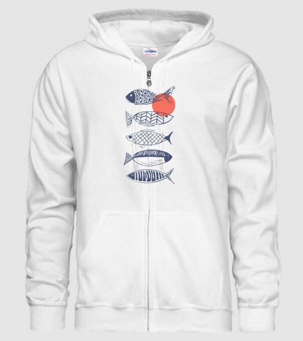 Fish model alb pe tricou