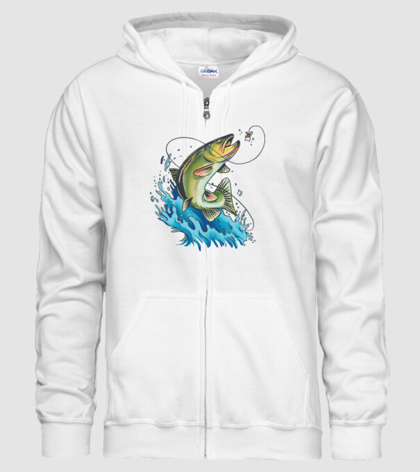 Fish model alb pe tricou