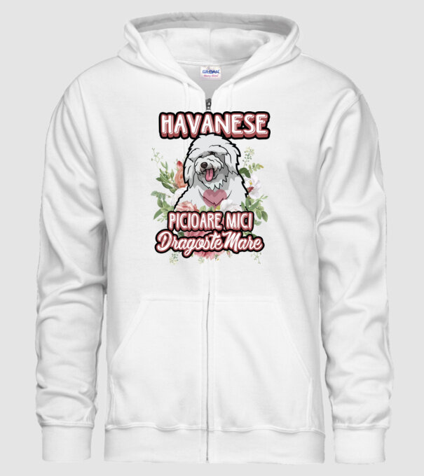havanese : picioare mici dragoste mare model alb pe tricou