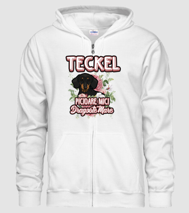 teckel : picioare mici dragoste mare model alb pe tricou