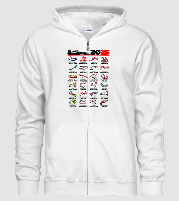 F1 calendar 2025 Alb model alb pe tricou