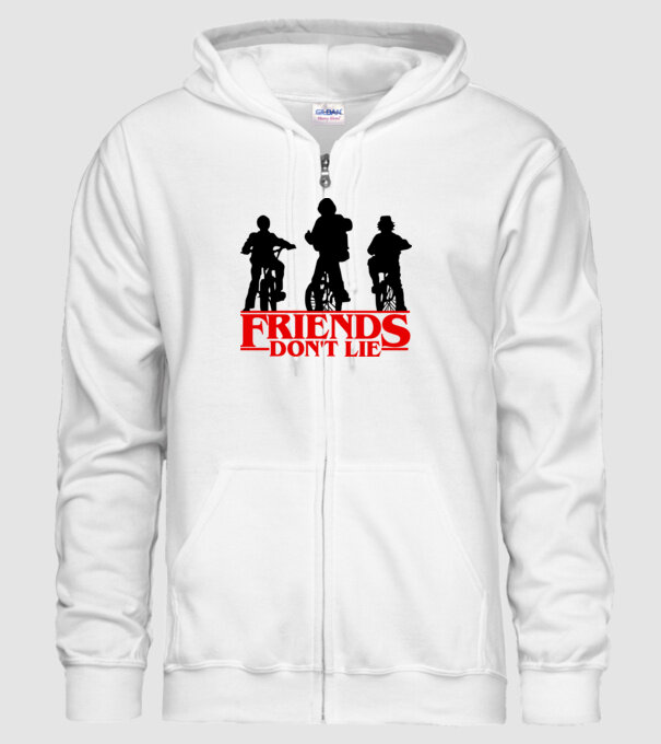 friends dont lie bicycle model alb pe tricou