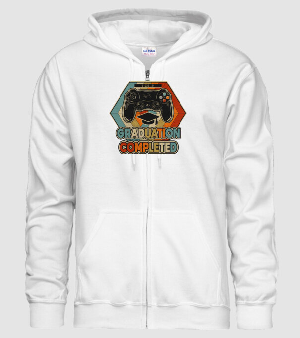 Graduatuion completed retro model alb pe tricou