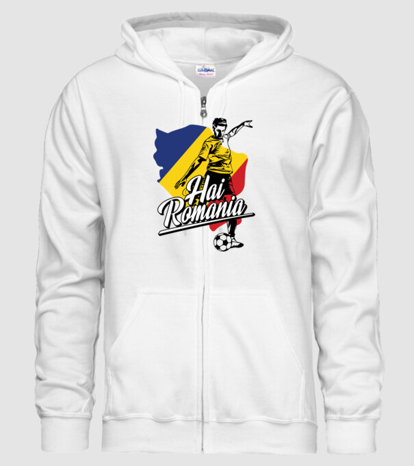 Hai romania fotbal model alb pe tricou