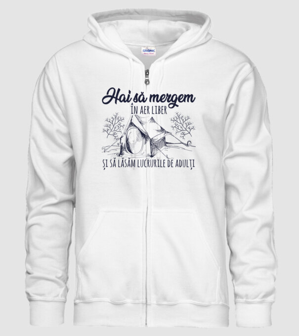 Hai să mergem în aer liber și să lăsăm lucrurile de adulți model alb pe tricou