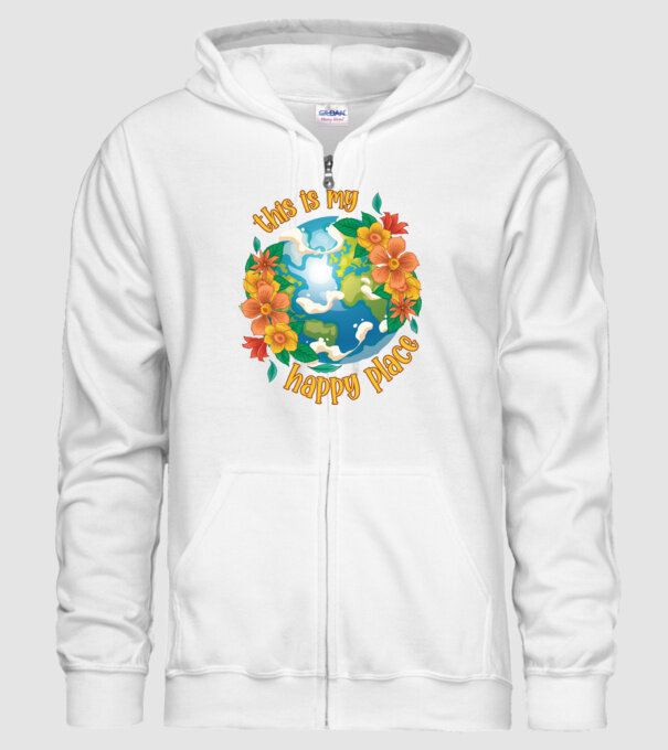 Happy Place model alb pe tricou