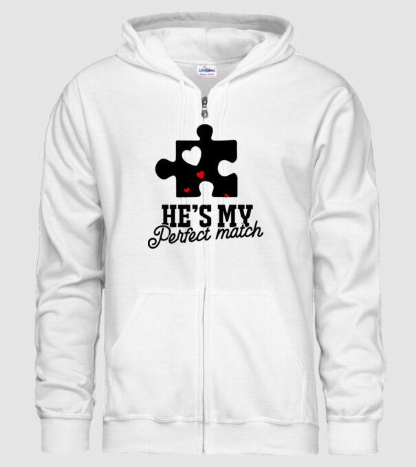 He is my perfect match model alb pe tricou