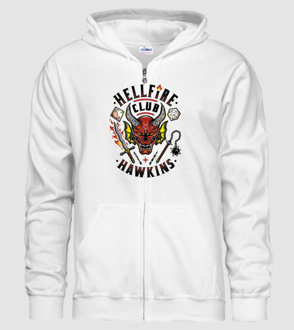 hellfire club hawkins model alb pe tricou