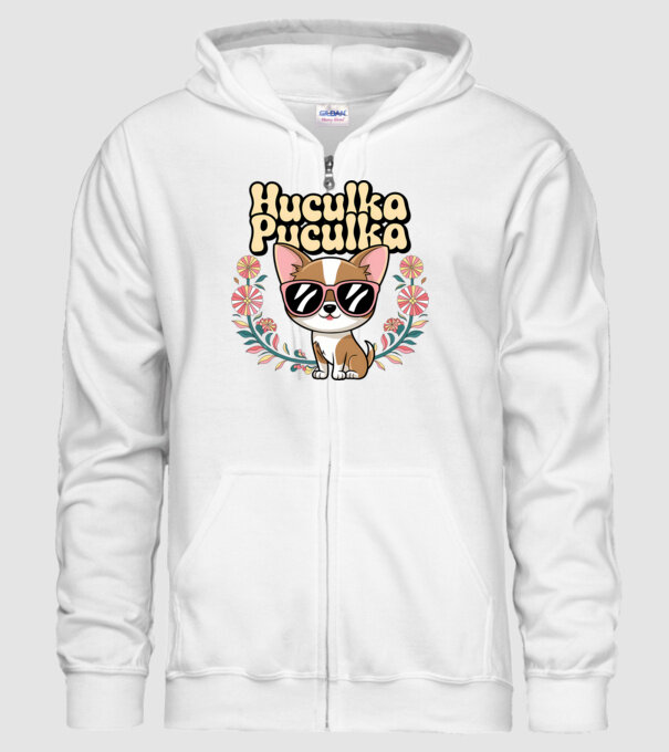 Huculka Puculka câine 1 model alb pe tricou