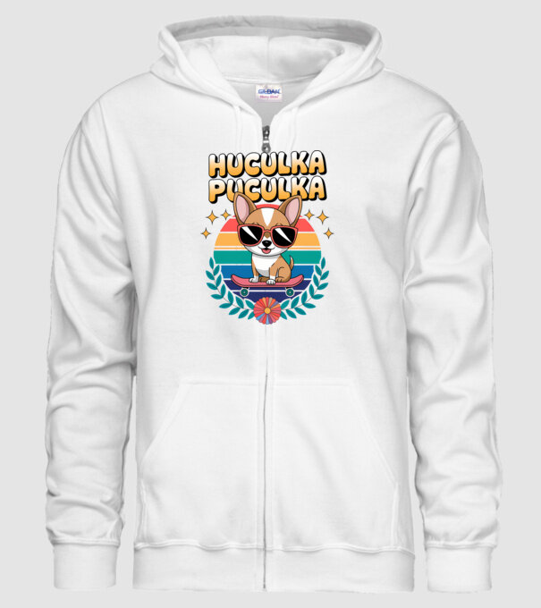 Huculka Puculka Câine 2 model alb pe tricou