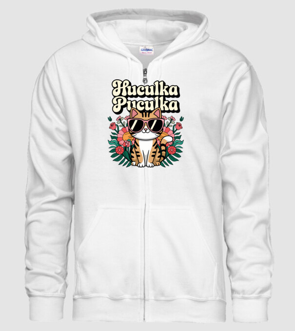 Huculka Puculka pisică 3 model alb pe tricou