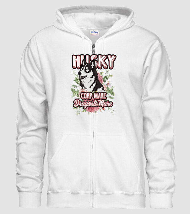 husky - corp mare, dragoste mare model alb pe tricou