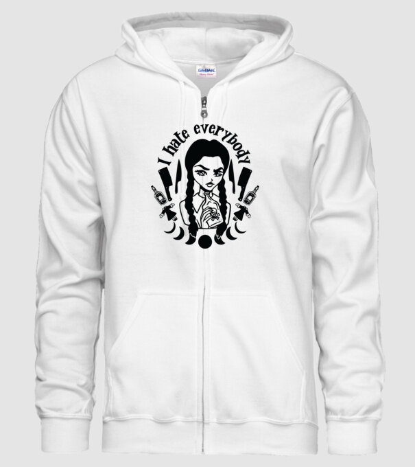 I hate everybody cartoon model alb pe tricou