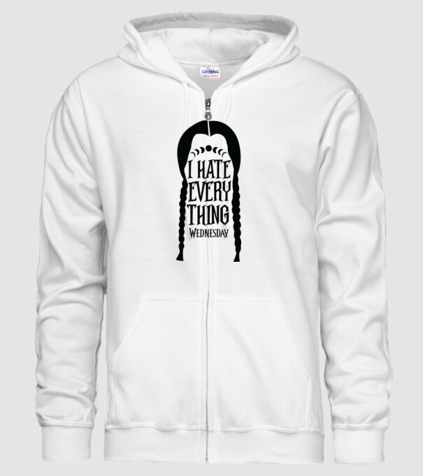 I hate everything model alb pe tricou