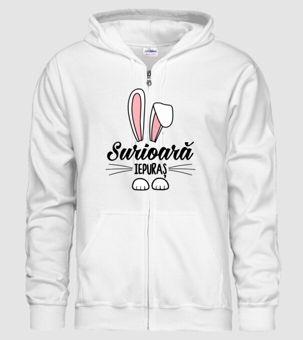 Iepuraș surioară model alb pe tricou