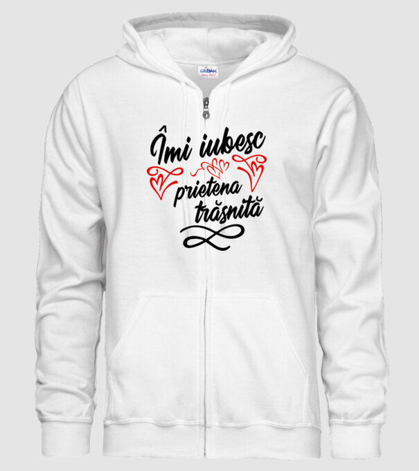 Îmi iubesc prietena trăsnită model alb pe tricou