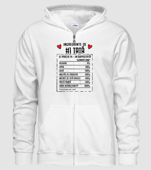 Ingrediente Tată model alb pe tricou