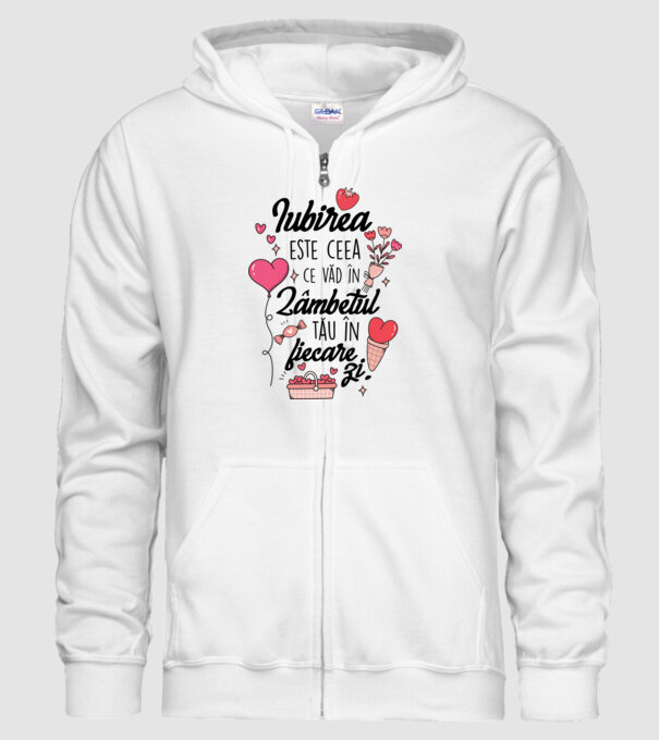 Iubirea-este-ceea -e văd în-zâmbetul-tău în fiecare zi model alb pe tricou