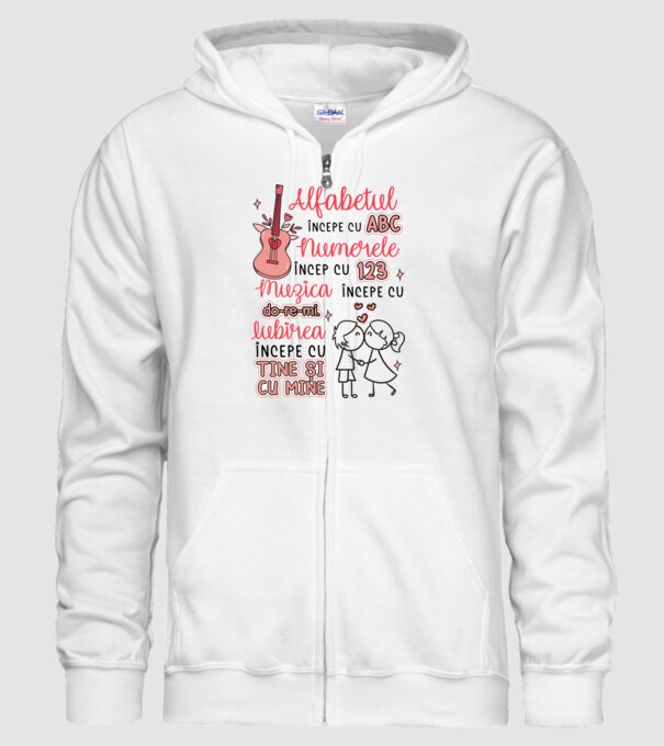 Iubirea începe cu-tine și cu mine model alb pe tricou