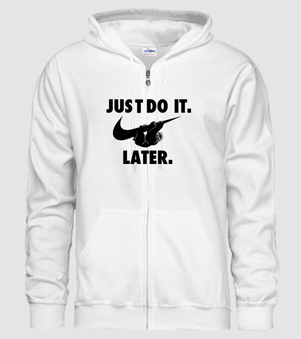 Just do it later model alb pe tricou