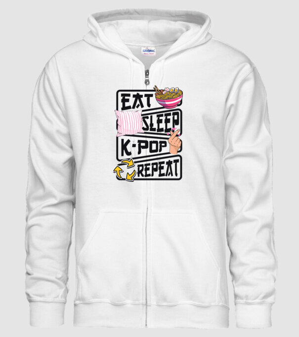 K-POP EAT SLEEP model alb pe tricou