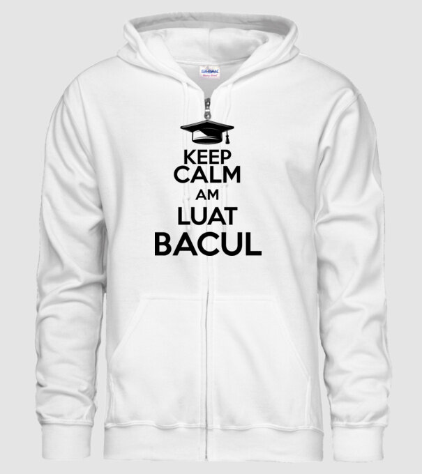 Keep calm, am luat bacul model alb pe tricou