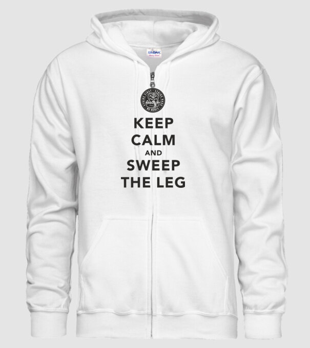 Keep calm and weep the leg cobra kai model alb pe tricou