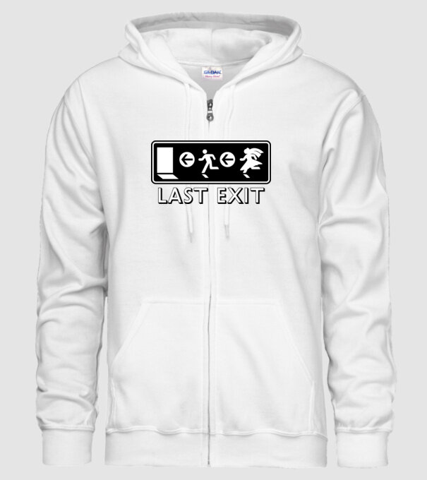 Last Exit model alb pe tricou