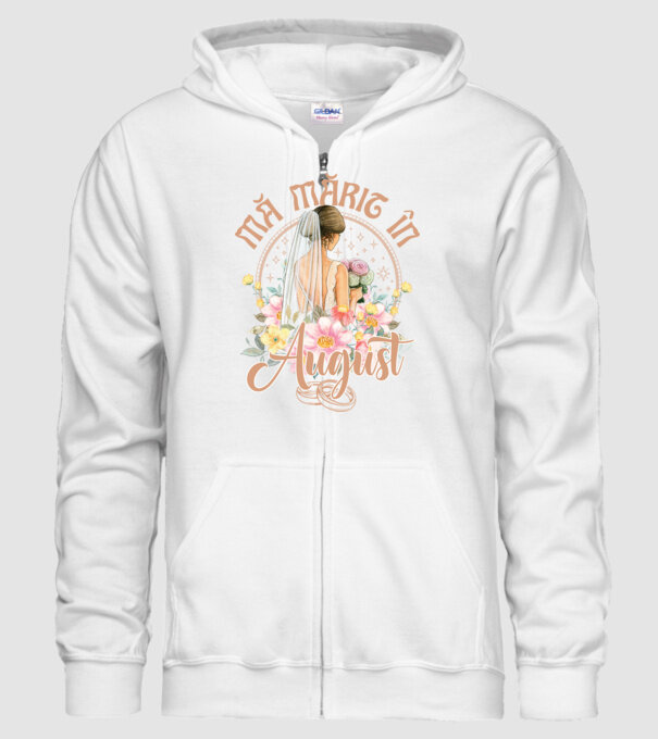 mă mărit - în august model alb pe tricou