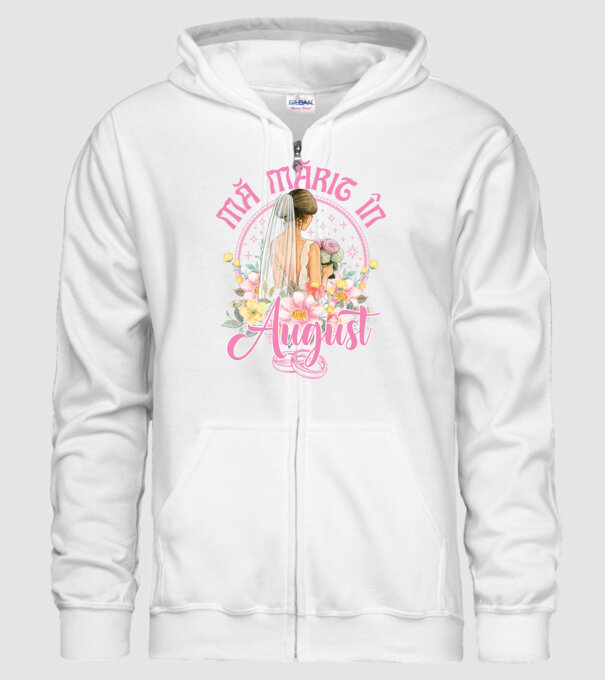 mă mărit - în august model alb pe tricou