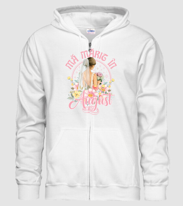 mă mărit - în august model alb pe tricou