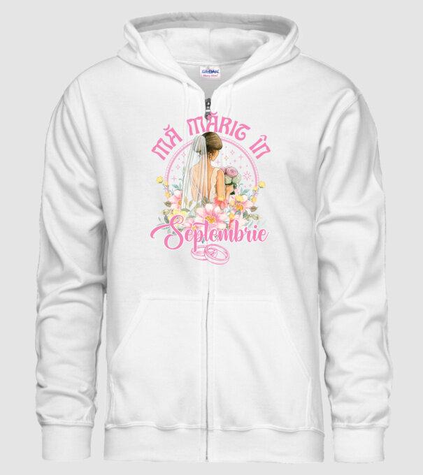 mă mărit - în septembrie model alb pe tricou
