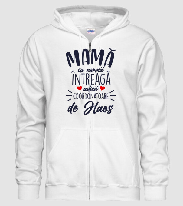 Mamă cu normă întreagă adică coordonatoare de haos model alb pe tricou
