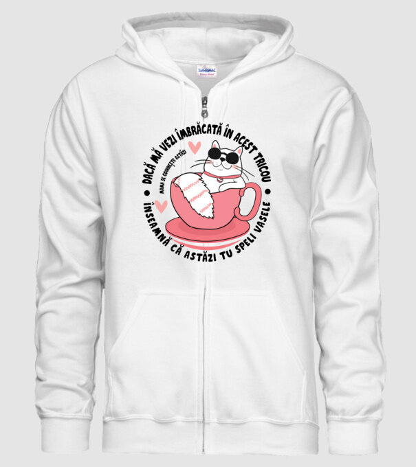 Dacă mă vezi îmbrăcată în acest tricou, înseamnă că astăzi tu speli vasele. Mama se odihnește astăzi. model alb pe tricou