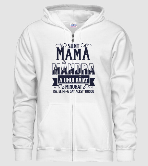 Sunt mama mândră a unui băiat minunat - da, el mi-a dat acest tricou model alb pe tricou