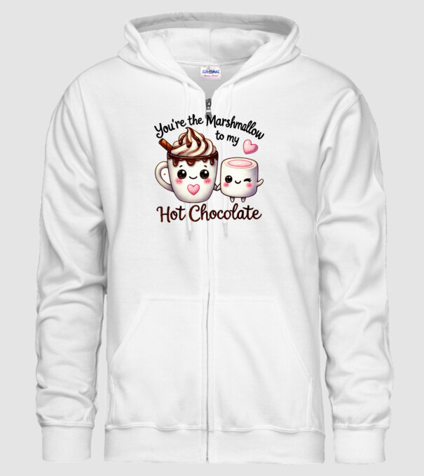 Marshmallow to my Hot Chocolate model alb pe tricou