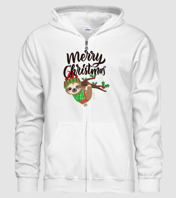 Merry christmas sloth model alb pe tricou