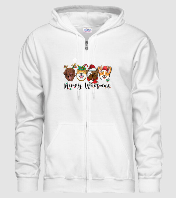 Merry woofmas 2 model alb pe tricou