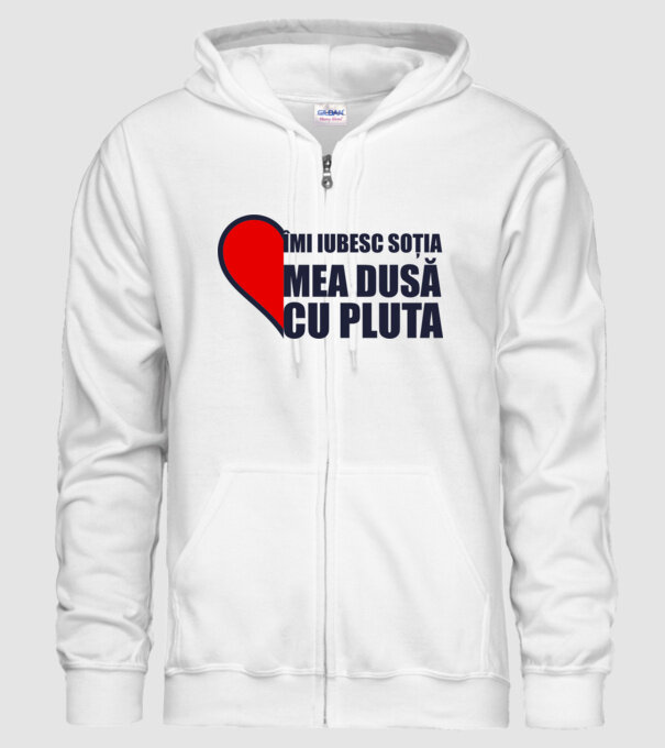 îmi iubesc soția mea dusă cu pluta model alb pe tricou