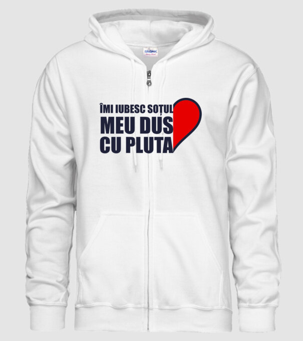 Îmi iubesc soțul meu dus cu pluta model alb pe tricou