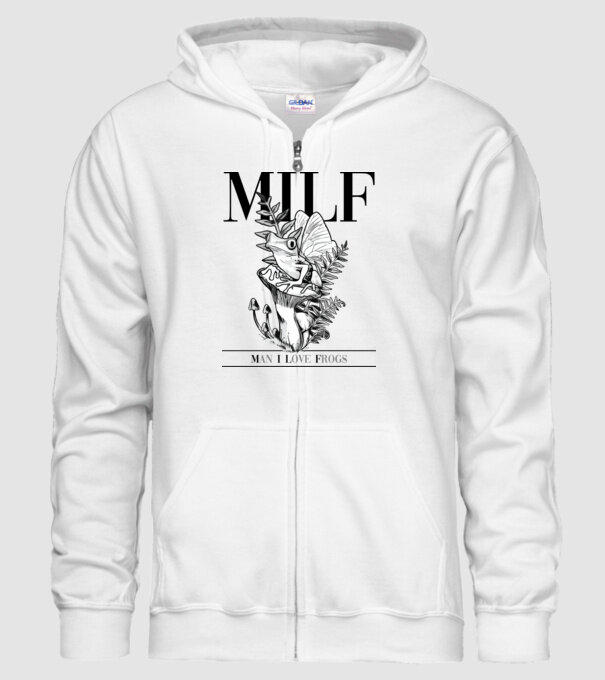 MILF man i love frogs model alb pe tricou