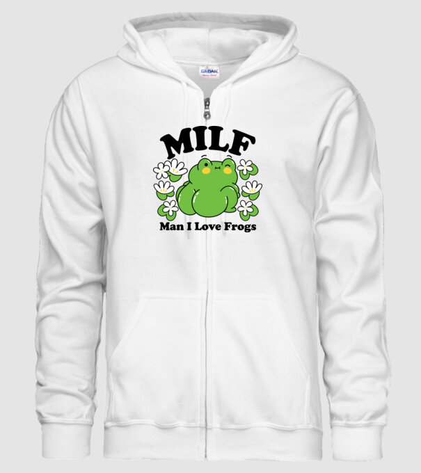 MILF man i love frogs model alb pe tricou