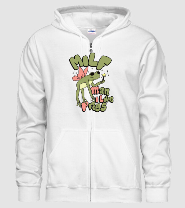 MILF man i love frogs model alb pe tricou