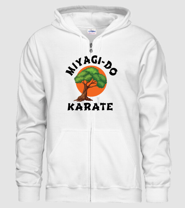 Miyagi-do karate logo model alb pe tricou