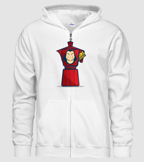 money heist coffee model alb pe tricou