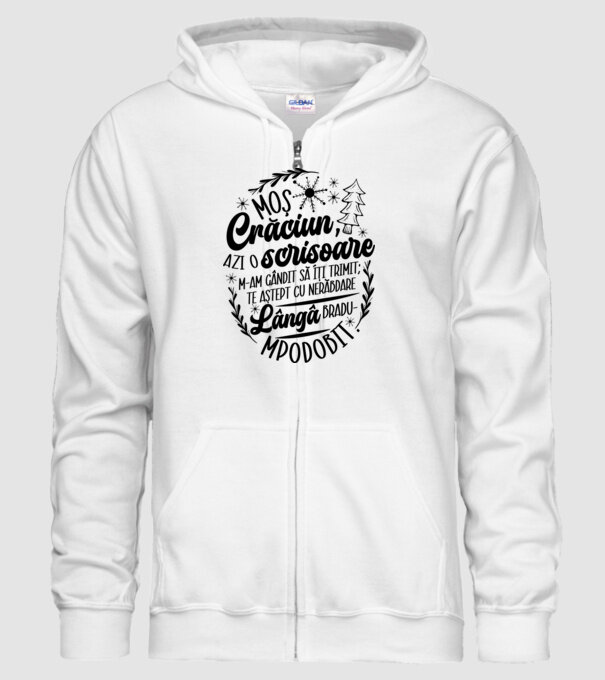 Moş Crăciun model alb pe tricou