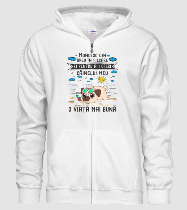 Muncesc din greu în fiecare zi pentru a-i oferi câinelui meu o viață mai bună model alb pe tricou