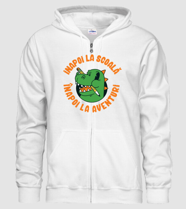 Înapoi la școală, înapoi la aventuri model alb pe tricou